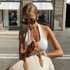 Sitio Web Independiente Aliexpress Ropa de Mujer Estilo Europeo y Americano 2026 Verano Nuevo Crop Top sin Mangas Halter Camiseta de Tirantes Acanalada