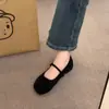 Zapatos Mary Jane Retro de Suela Plana con Falda 2026 Nuevo Estilo Gamuza Negro Boca Baja Zapatos de Suela Blanda para Mujer Cómodos Zapatos para Mujer