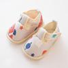25 Sapatos Novos de Outono para Bebê Sola Macia Sapatos para Crianças Pequenas Sapatos com Tiras de Desenho 6-12 Sola de Tecido Antiderrapante Sapatos com Parte Frontal de Tecido