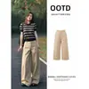 Calça casual cáqui para mulheres, novo estilo do início do outono de 2026, adequada para figuras petite, estilo old money, ótima para disfarçar os quadris em tipos de corpo ampulheta.