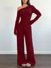 Conjunto de dos piezas de nuevo otoño e invierno para mujer, top ajustado de manga larga y pantalones de pierna ancha, transfronterizo de Amazon europeo y americano