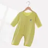 Macacão de Verão 7A de Manga Longa com Toque de Seda para Meninos e Meninas, Roupa com Ar Condicionado, Macacão Sem Costura de Manga 7/8 para Recém-Nascidos