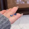Pendientes de Mariposa Azul Epoxi de Plata de Ley S925 para Mujer, Exquisito Blanqueamiento, Perforación de Oreja Soñadora, Diseño de Nicho, Pendientes de Alta Gama