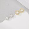 Aretes de Anillo Möbius de Plata Esterlina S925 con Perla Natural Moda Lujo Ligero Alto Sentido Aretes para Niñas Venta al Mayoreo de Fábrica