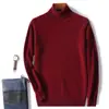 Suéter de punto de lana para hombre de otoño e invierno, cuello alto, suéter de lana casual de cuello semi-alto, suéter básico de cuello redondo para venta al por mayor