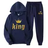 Sudaderas con Capucha Estampadas de Marca de Tendencia Otoñal Europea y Americana para Hombres y Mujeres, Conjuntos Deportivos Casuales y Pantalones de Chándal de Dos Piezas para Parejas