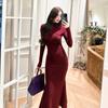 Vestido Longo de Manga Longa Slim Fit Cauda de Peixe 2026 Novo Estilo Camada Interna Justo ao Corpo Elástico Longo 20229