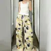 Pantalones casuales grises hechos a medida para mujer, pantalones de pierna ancha rectos holgados con caída para verano, pantalones para caminar, pantalones largos deportivos