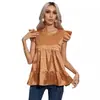 Coletes Femininos Plus Size Europeus e Americanos de Comércio Exterior, Novos Produtos de Primavera e Verão na Amazon, Coletes Camisa Femininos Jacquard de Seda Sintética com Gola Redonda