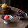 Prato Alto Chinês Prato de Frutas Porcelana Azul e Branca Retrô Prato de Cerâmica para Lanches Prato de Frutas Sala de Estar Doméstica Prato Simples de Buda