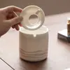 Cenicero de Porcelana Blanca con Tapa para Hogar, Sala de Estar, Oficina, Anti-Ceniza Volante, Cenicero Cerámico Creativo con Acabado de Alta Gama