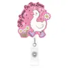 Divertido portatarjeta retráctil, clip para insignia con forma de corazón rosa femenino, hebilla de extracción fácil, adecuado para decoración de oficina transfronteriza y lugar de trabajo
