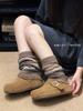 Mollykiki Retro Suela Suave Suave Cera Tostado 2025 Otoño e Invierno Nuevo Forro Polar Casual Sin Cordones Zapatos Birkenstock