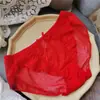 [Rojo Ancola] 880# Ropa Interior Roja Grande de Año Nuevo Malla de Encaje Seda de Hielo Ropa Interior Roja