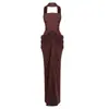 Vestido Largo de Noche Cruzado de Alta Gama Color Rojo Vino Sin Tirantes Ceñido a la Cintura Adelgazante para Mujer Directo de Fábrica