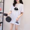 D143 Camiseta de Largo Medio Rota para Mujer Verano 2025 Nueva de Manga Corta Ins Trendy Estilo Coreano Suelta Manga Media Top Camiseta