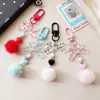 Estilo Ins Estilo Coreano Transparente Puntos de Polka Lazo Lanyard para Teléfono Móvil Llavero de Bola de Pelo Colgante para Bolso de Corazón