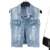 Nueva Colección de Primavera Estilo Coreano Ropa para Mujer Chaleco Corto de Mezclilla Delgado Lijado Chaleco Chaqueta Moda Femenina Chaleco