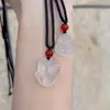 Collar de Ágata Natural Gelatina de Lichi Buda Zorro Cadena de Clavícula Nicho para Mujer Calcedonia Buda Sonriente Buda Maitreya Colgante Transmisión en Vivo