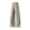 Pantalones Casuales Rectos Sueltos de Sarja Estilo Otoño Nuevo para Hombre, Algodón Puro Texturizado, Semi-Elásticos, Pantalones Largos Retro de Moda