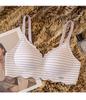 Ropa interior rayada dulce de moda Sin marcas Sujetador superior Push-up de cierre lateral Sujetador de espalda en U Belleza Levantador de espalda