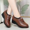 Entrega de una pieza Primavera y Otoño 2024 nuevos zapatos de una sola capa de boca profunda Zapatos planos de mujer de mediana edad y mayores zapatos de cuña cómodos zapatos casuales de cuero