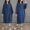 Vestido Jeans Retro de Manga Longa 2026, Soltinho e Plus Size, Estiloso e Casual, Emagrecimento para Primavera e Outono