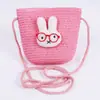 Bolsos para Niños, Lindo Bolso Pequeño de Hombro, Nuevos Bolsos Cruzados para Niños, Bolsos de Paja con Conejitos de Dibujos Animados, Bolsos Cubo para Niñas Pequeñas