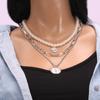Collar con explosiones transfronterizas europeas y americanas, multicapa, con perlas apiladas, estilo retro, moderno y con relieve, estilo cadena de suéter.