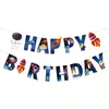 Decorações de Festa de Aniversário Temáticas Espaciais Transfronteiriças, Faixa de Feliz Aniversário, Espirais de Alienígena, Montagem de Aniversário Infantil, Toppers de Bolo