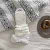 108g polainas de tricô estilo japonês JK brancas femininas para primavera e outono com renda, espessadas e quentes, com passador para o pé, meias empilhadas