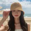 Sombrero de Paja Tejido en Forma de Diamante para Mujer, Verano Delgado Transpirable para Exteriores Vacaciones Playa, Sombrero de Pescador con Protección Solar