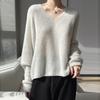Explosiones Transfronterizas Cachemira Seda de Morera Ligera Blusa de Punto para Mujer Cuello en V Estilo Perezoso Nuevo Suéter de Cachemira Suéter