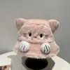 Sombrero de Pescador de Felpa Dulce Estilo Japonés para Gatos para Niñas, Cálido para Otoño e Invierno con Protección para Orejas, Sombrero de Cubo Esponjoso para Adelgazar la Cara