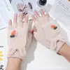 Guantes Calientes de Pollo de Dibujos Animados para Bebé Otoño e Invierno A prueba de Frío Engrosados Lindos para Niños y Niñas de Cinco Dedos Medio Dedo Tapa Abatible