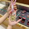 Llavero Flor de Dinero de Oro Puro 999 Colgante para Bolso Regalo para Mejor Amiga Novia Regalos al por Mayor Pequeños Regalos de Oro
