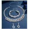 Regalo de Boda Lujo Sentido de Alta Gama Collar Aretes Pedrería Brillante Joyería de Moda Collar Redondo Geométrico Mujeres