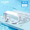 Nuevas gafas de natación de montura grande al por mayor para adultos electrochapadas transparentes gafas de natación impermeables antiempañantes amplio campo de visión protección ocular para hombres y mujeres