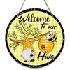 Placa de Porta de Boas-Vindas Fofa Pintura Decorativa Vintage Pintura em Madeira Decoração de Parede Placa Pendurada Interna e Externa Placa de Boas-Vindas para Porta Transfronteiriça