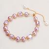 Pulsera de perlas de agua dulce natural dulce luz de lujo amatista pulsera ajustable de cordón pulsera de nicho de lujo ligero venta al por mayor