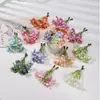 Flor de seda simulada de 4 cabezas teñida en degradado tela de seda cabezas pequeñas de flor de ciruelo hechas a mano DIY tocado de boda flor artificial pequeño ramo al por mayor