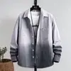 Camisa-chaqueta casual de estilo americano para primavera y otoño, elegante, de alta gama, con finas rayas, para hombre, de manga larga, corte holgado, moderna, de alta calle, versátil