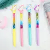 Bolígrafo de firma de unicornio gordo súper lindo y colorido Corea estudiantes creativos palo de hadas de arena movediza puesto de bolígrafo de gel venta al por mayor
