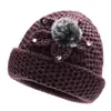 Chapéu de Tricô Outono/Inverno Feminino para Idosos, Forrado com Lã e Espesso, Chapéu Quente de Vovó para Adultos