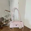 2026 Nova Bolsa Baguete de Bolinhas Coreana de Alto Estilo para Mulheres com Pingente de Coelho Fofo, Bolsa de Ombro em Estilo Menina, Bolsa de Braço