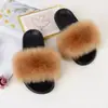 Chinelos de Pelo Sintético de Raposa para Comércio Exterior, Chinelos Peludos, Chinelos de Verão, Chinelos de Pelúcia para Casa, Sandálias de Pelúcia para Casa