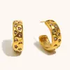 Brincos Quadrados de Zircônia Lunar Transfronteiriços Europa e Estados Unidos Aço Inoxidável Banhado a Ouro 18K Temperamento High-End Personalizado Criativo