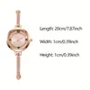 1 peça-Relógio Feminino com Mostrador Circular Estilo College Decorado com Pequenos Diamantes Incrustados Pulseira Pequena de Puxar Preguiçosa Relógio Feminino