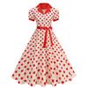 Vestido estilo puerto Hepburn retro francés con cuello de camisa de punto ondulado, superventas transfronterizo de Amazon 2025, disponible en stock.