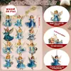 Juego transfronterizo de 12 piezas de decoración de madera de ángel azul vintage adecuado para Halloween, Pascua y Acción de Gracias